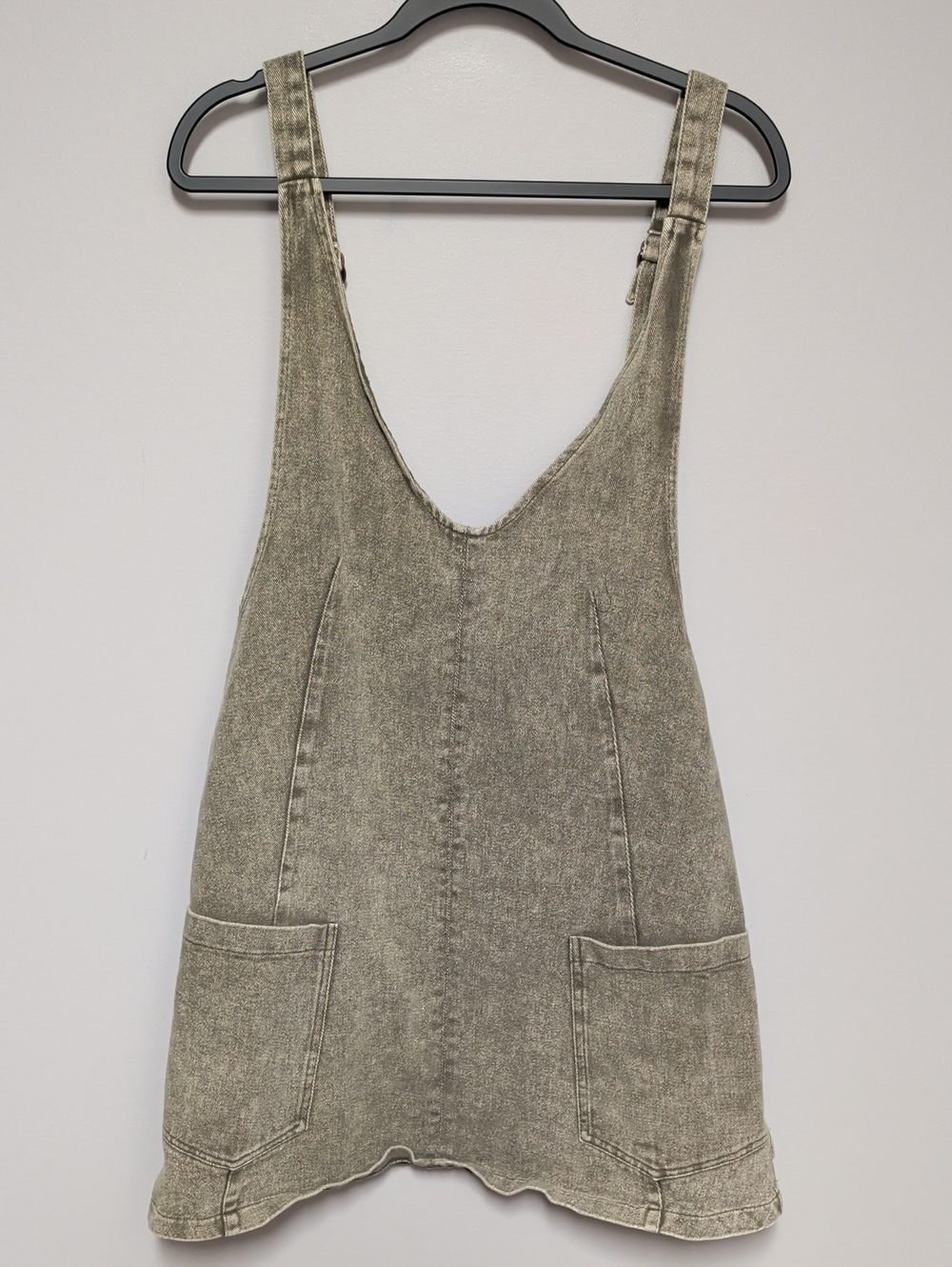 Hem & Thread Washed Olive Mini Pinafore Dress